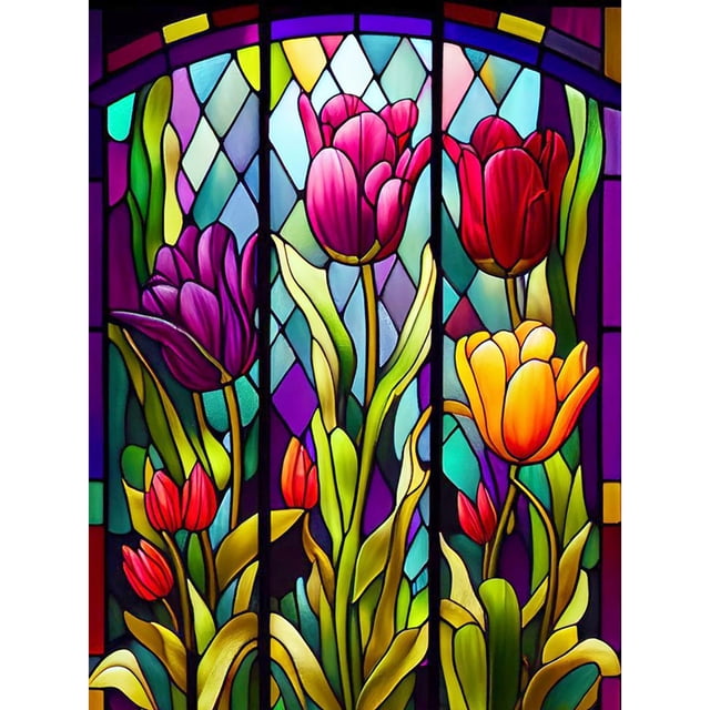 Kit Tulipanes Vitrales DIY 5D 30x40cm