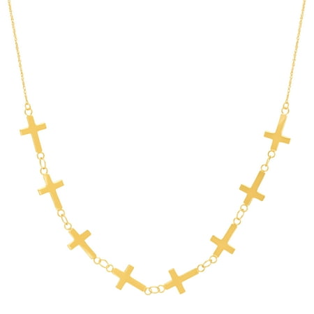 Just Gold Sideways Cross Necklace in 14kt Gold
