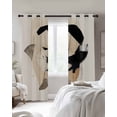 thumbnail image 4 of Beige Black Abstract Art Kitchen Curtains Geometric Contemporary Luxury Cafe Short Curtains for Bathroom Blackout Window Curtain Small Window Treatment Drapes for Bedroom Living Room 52"x45"x2, 4 of 9