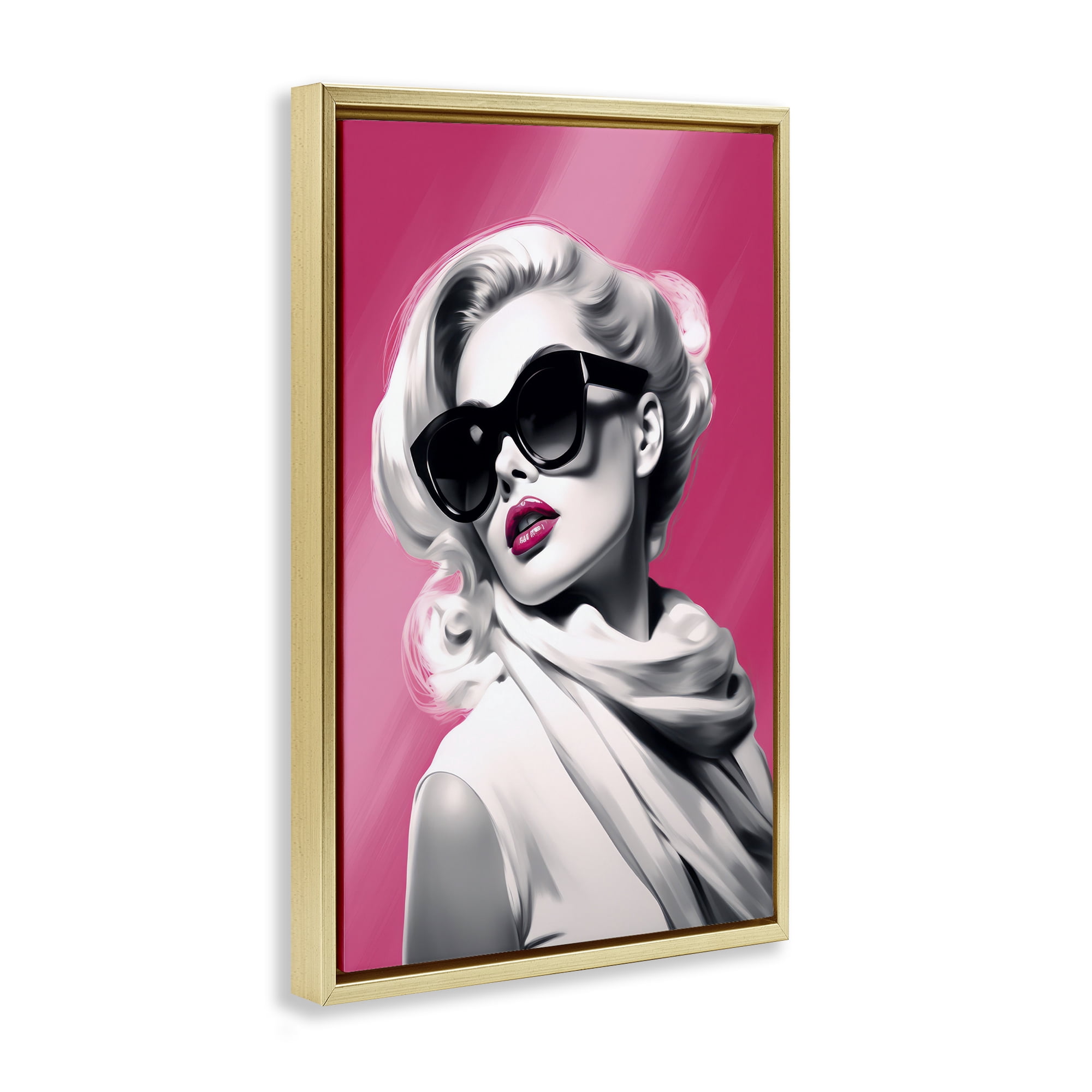 Stupell Industries Vintage Retro Chic Portrait Gold Framed Floater Canvas Wall Art, design by Andrea Haase