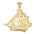thumbnail image 1 of Yellow Gold-plated 925 Sterling Silver 70mm Pirate Ship Pendant (20.655 gram weight), 1 of 3