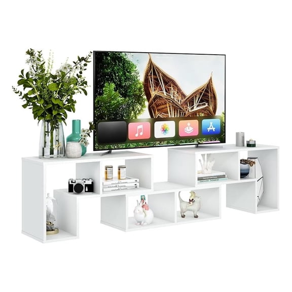 WDZS 3 Pieces Console TV Stand, Free-Combination Entertainment Center for 50 55 60 65 Inch TV, Minimalist Modern TV Media Stand, DIY Open Storage Bookcase Shelf for Living Room (White)