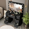 thumbnail image 5 of Ciumeeo Vanity Desk with Lights and Mirror, Hollywood Style Large Lighted Mirror, Makeup Vanity Table with 7 Drawers for Girls, Black, 5 of 10