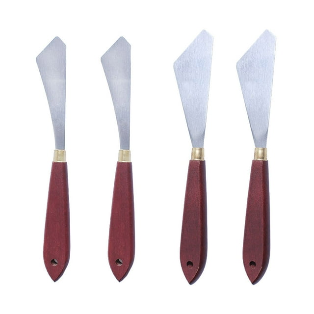 Espátula para mezclar pintura, rebanador de paleta ligero de acero inoxidable, fiable con mango de madera, espátula artística, accesorio de Herramientas y accesorios para hornear 4 piezas Bearachild HA060748-02B