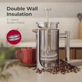 thumbnail image 5 of Living French Press Coffee Maker 20oz, Stainless Steel French Press Coffee, 4 Filter Heat Resistant Double Insulated, Rust-Free, Food Grade, Dishwasher Safe Coffee Pot, 5 of 8