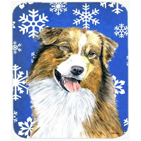 Australian Shepherd Winter Snowflakes Holiday Mouse Pad, Hot Pad Or Trivet