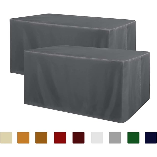LAICAIW 2 Pack Table Clothes for 6 Foot Rectangle Tables-Water Resistant Washable Fabric Polyester Rectangle Table Cover Protector for Wedding, Banquet and Trade Shows, 72L x 30W Inches, Dark Grey