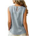 thumbnail image 7 of COMVALUE Womens Linen Cotton Flowy Tank Tops Oversized Sleeveless Gauze Shirts Button Down Summer Loose Lightweight Casual Cami Blue for Size XL, 7 of 7