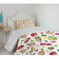 thumbnail image 4 of Ambesonne Fruits Quilted Bedspread Set 2 Pcs, Watercolor Pear, Twin Size, Peach Lime Green Red, 4 of 6