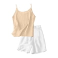 thumbnail image 4 of EnJoCho Teen Girls 2 Piece Cotton Linen Outfit Summer Casual Trendy Sets Sleeveless Cam𝗂 Tank Tops Loose Wide Leg Flowy Palazz𝗈 Shorts Girls Shirt And Shorts Set, 4 of 4