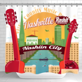 thumbnail image 1 of Whimsical Rideau de Douche Nashville - Paysage Rétro avec Guitares Électriques & Ambiances Musicales Country, 1 of 4