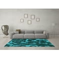 thumbnail image 3 of Ahgly Company Machine Washable Indoor Square Abstract Turquoise Blue Modern Area Rugs, 6' Square, 3 of 4