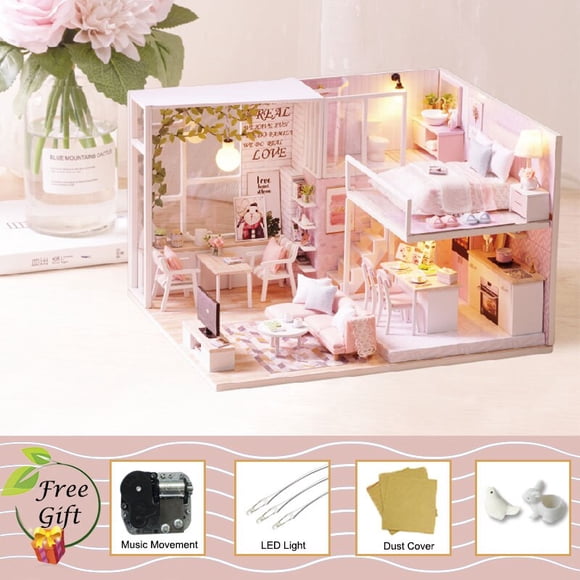 DIY Doll House Wooden Doll Houses Miniature Surprise Dollhouse Furniture Kit With LED Toys For Children Birthday Christmas Gift Gao Jinjia LED