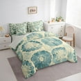 thumbnail image 3 of Feelyou Ink Flower Floral Bedding Comforter Set 7pcs, Retro Green Watercolor Queen Bedding Sets, Teens Adult Women Girl Reversible Queen Sheet Sets, Super Cozy Room Decor, 3 of 8