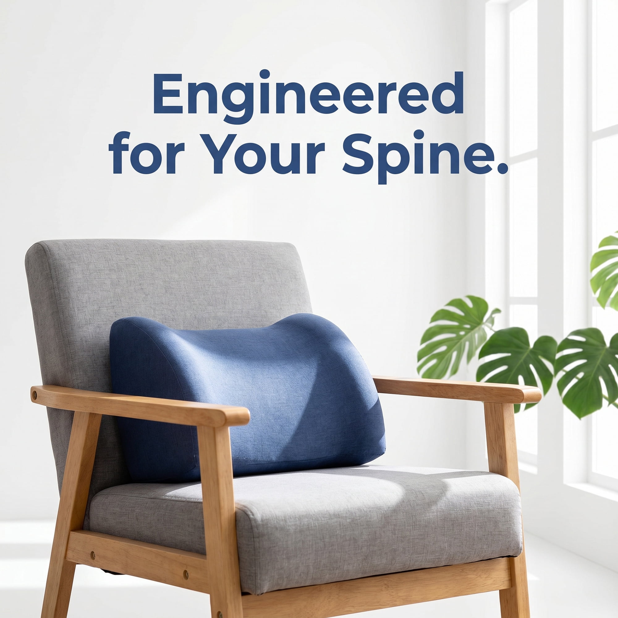 Unique Bargains Lumbar Support Pillow Cotton Back Support Royal Blue 17.7" x 7.5" x 11"
