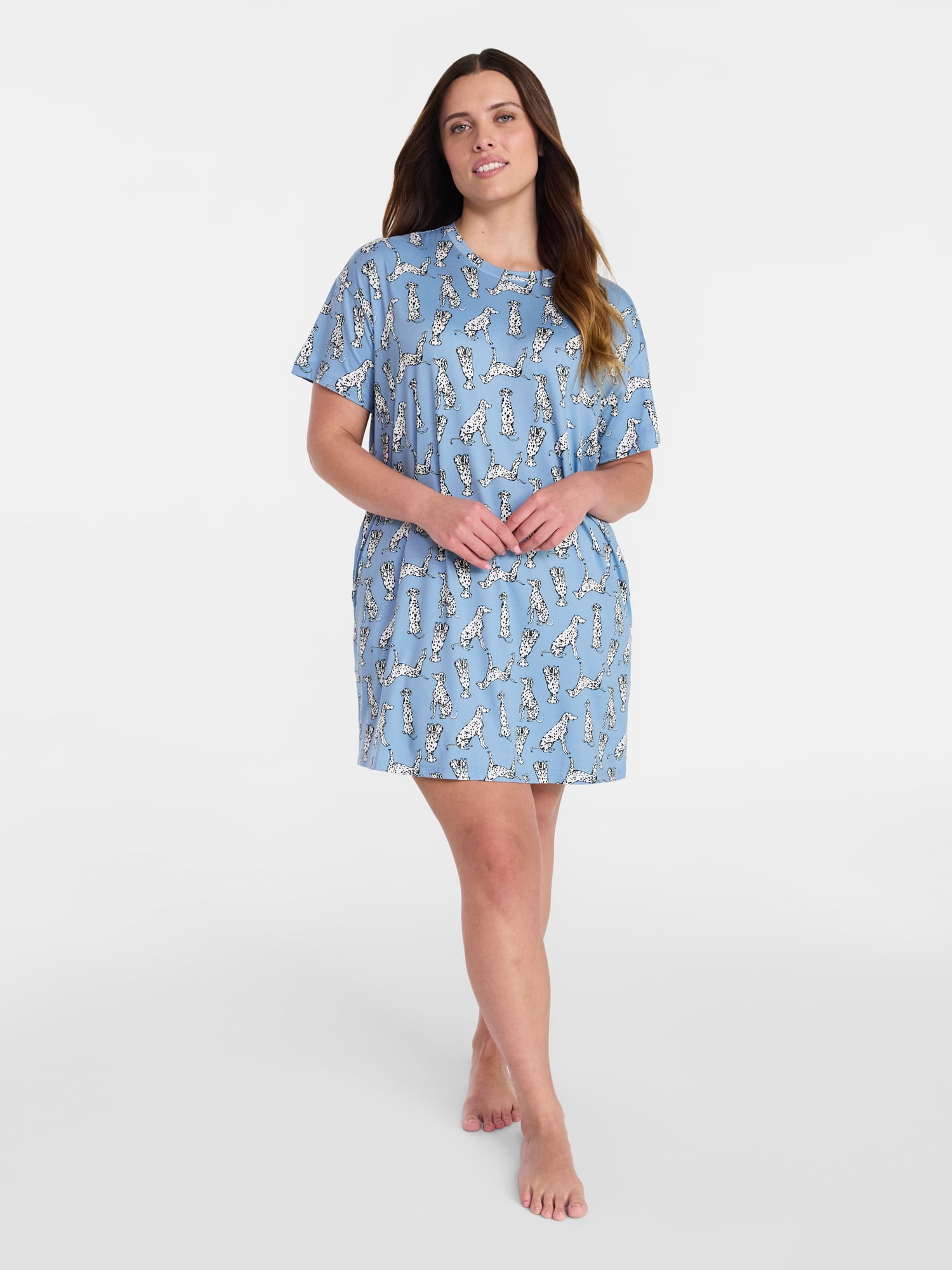 Joyspun Women’s Dreamy Soft Collection Short Sleeve Sleep Shirt, Sizes S/M to 2X/3X
