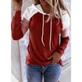 thumbnail image 2 of Tops for Women Trendy Ladies Polyester Shirts Turtleneck Ladies Women's Long Sleeve Athletic Shirt Thermal Layer Shirt Women Long Sleeved V Neck Pretty Clothes Corduroy Tops T Patch Red XL, 2 of 5