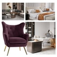 thumbnail image 2 of HULALA HOME Eusebio Modern Velvet  Accent Chair with Tufted Wingback for Living Room Set of 2 by  Wingback Chairs PURPLE, 2 of 5