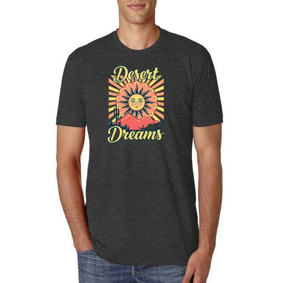 Wild Bobby Desert Dreams Sunset Nature Lover Men Premium Tri Blend Tee, Vintage Black, Small