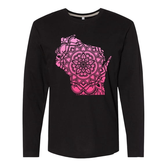 Inktastic Wisconsin Silhouette Mandala Long Sleeve T-Shirt