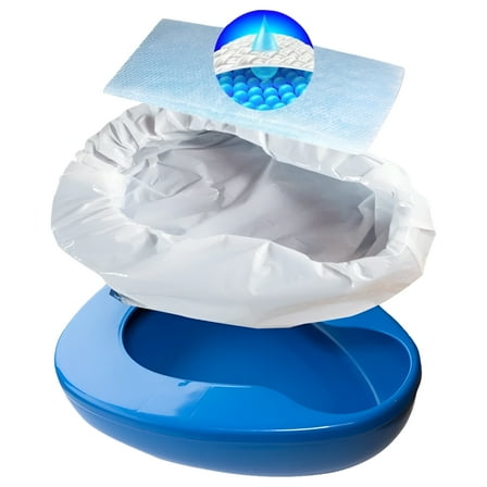 Contoured Bedpan Set with 25 Super Absorbent Pads and Liners - Heavy Duty Bed Pan for Females and Men - For Hospital or Home Use of the Elderly and Bedridden Patients - Pads Absorb up to 35 oz /1000ml