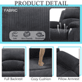 thumbnail image 2 of Caberryne Recliner Sofa with 2 Recliners for Living Room Furniture Sets，Corduroy Reclining Loveseat with Cup Holders/Hidden Table for Living Room/Lounge(2 Seater Loveseat,Dark Gray), 2 of 5
