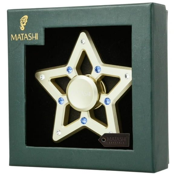 Matashi Gold Plated Spinning Star Ornament with Crystal Accents Holiday Hanging Decoration – Single Piece