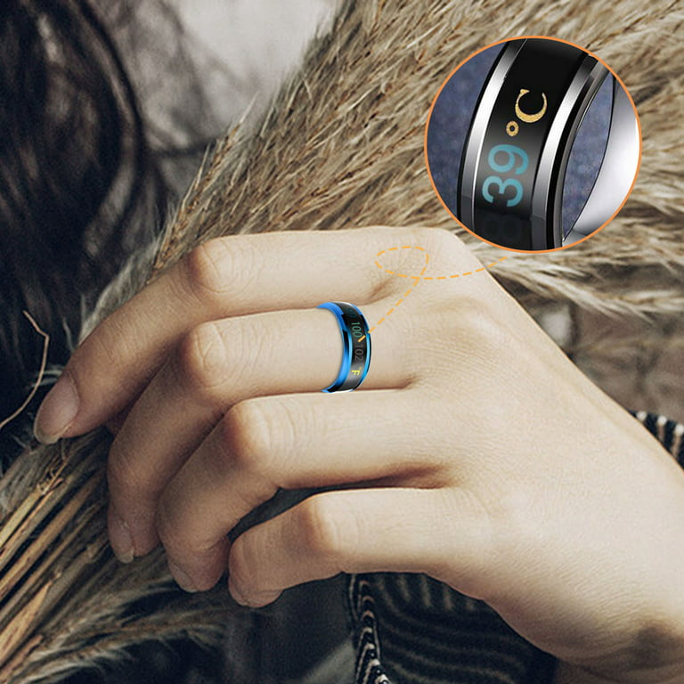 Fridja 2pcs Monitor Ring Digital Thermometer Smart Ring for Women Men  Emotion Feeling Intelligent Sensor Body Temperature Smart Ring Wedding  Couple