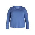 thumbnail image 5 of Terra & Sky Women’s Plus V Neck Tee with Long Sleeves, Available in 1 and 3-Packs, Sizes 0X-5X, 5 of 5