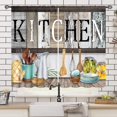 thumbnail image 3 of Rustic Kitchen Curtains,Country Vintage Farmhous Fork and Spoon Woodern Plank Board Cook Theme Rod Pocket Curtain Tiers for Cafe Living Room Bedroom Window Drapes Treatment 2 Piece Set,55X39 Inch, 3 of 5