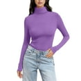 thumbnail image 2 of Women's Mock Turtle Neck Tops Soft Base Layer Winter Undershirt Lightweight Pullover Tees Thermal Underwear Tops Slim Fitted Tops Long Sleeve Shirts Shirts for Women Underwear Shirts Light Violet 3XL, 2 of 7