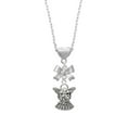 thumbnail image 2 of Delight Jewelry Silvertone Antiqued Angel with Bow & Crystal Silver tone Bow Heart Necklace, 2 of 4