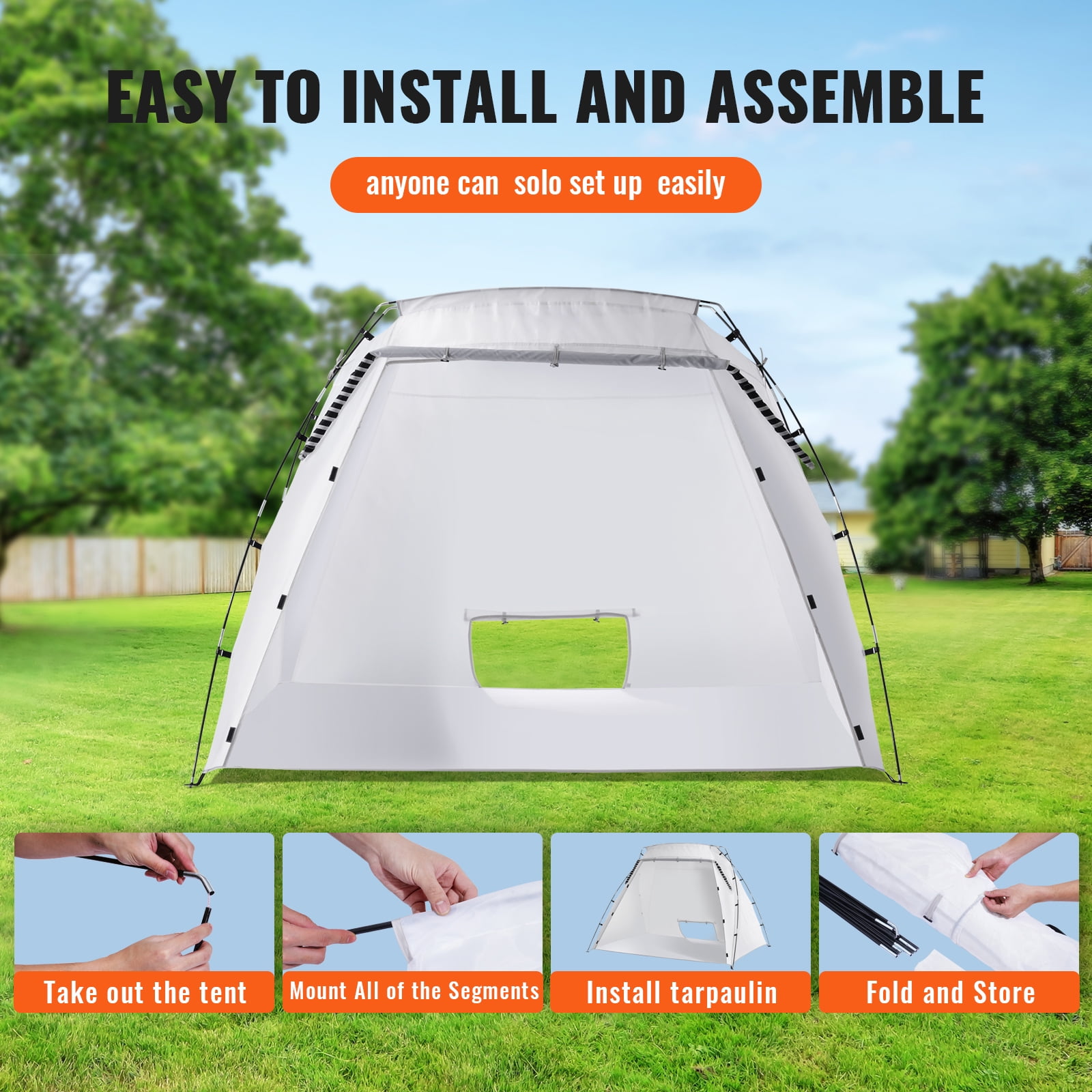 SKYSHALO Portable Paint Booth Oxford White Fabric Spray Paint