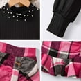 thumbnail image 5 of JIAYUE Girls Outfit Set Pearl Collar Long Sleeve Ribbed Top Plaid Pleated Short Skirt 2 Piece Set For Kids 8 To 12 Years Old Elegant Wear, 5 of 8