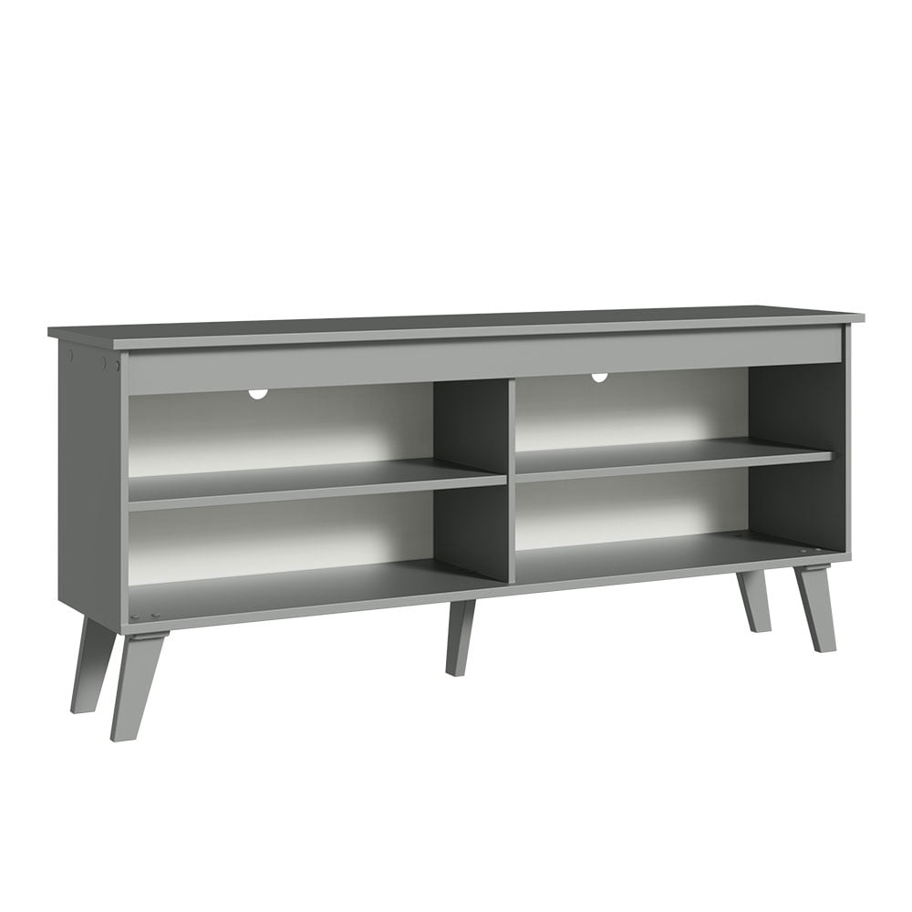 Madesa Compact TV Stand Cabinet with 4 Shelves and Cable Management for 50, 55 Inch TV Media Storage Unit Living Room and Bedroom Modern Wooden Television Media Console - Grey