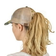 thumbnail image 3 of C.C Ponycap Messy High Bun Ponytail Adjustable Mesh Trucker Baseball Cap Hat, Distressed Camo Beige, 3 of 3