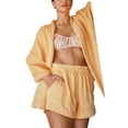 thumbnail image 3 of VISgogo, conjunto de ropa informal para mujer, pantalones cortos de Color sólido, camisa frontal abierta de manga larga, Tops con cinturón, pijamas, ropa de salón VISgogo moda, 3 of 6