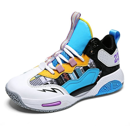 

Engtoy Girls Boys Basketball Shoes Kids Sport Shoes for School Little/Big Kids High Top Blue Outdoor Child Sneakers Child Sneakers Black