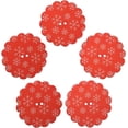 thumbnail image 1 of Mibo 5pcs Nylon Resin - Daisy Shape - Festive Holiday Button - Laser Engraved - Snowflakes Pattern - 2 Hole - 64L(40mm) - Red, 1 of 2