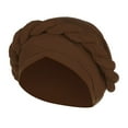 thumbnail image 3 of Women's Braided Design Turban Headwrap Stretch Knit Head Cover with Ruffle Trim, 3 of 3