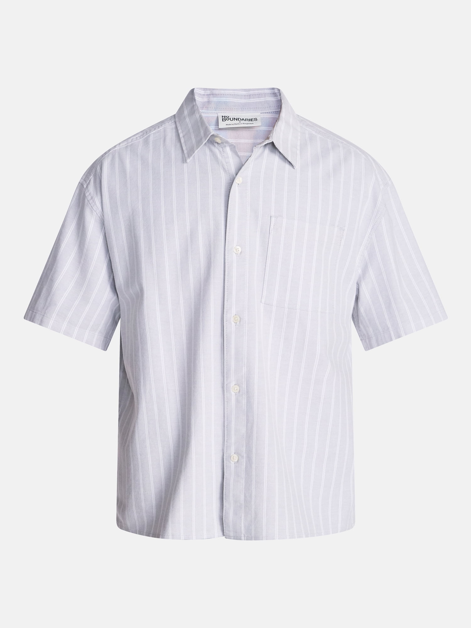 No Boundaries Boxy Cropped Fit Oxford Shirt with Short Sleeves, Men's XS-5XB