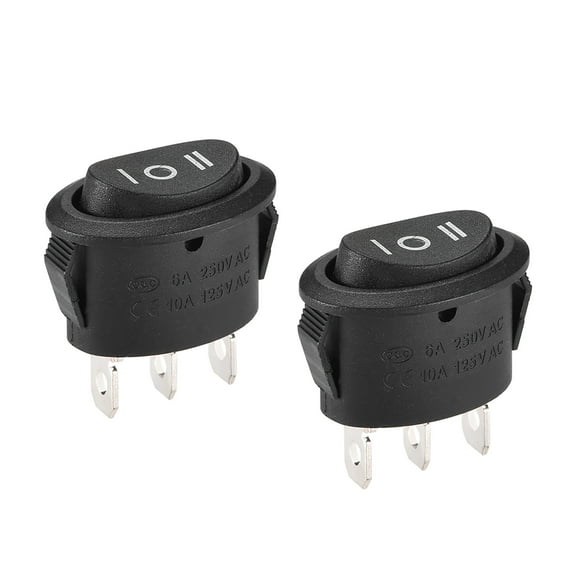 Uxcell Boat Rocker Switch Oval Toggle Switch for Boat Car Marine 3pins ON/OFF/ON AC250V/6A 125V/10A Black 2pcs