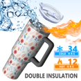 thumbnail image 5 of 40oz Pioneer Flower Floral Print Pattern Insulated Tumbler with Handle, BPA-Free Leak Proof Lid and Straws, Double Wall Vacuum, Hot 12h/Cold 34h, 5 of 6