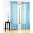 thumbnail image 3 of 2 panel faux silk solid curtain drapes with grommets 108" total width by 63" long plain solid color for any bedroom or patio door semi-sheer panels ruby light blue non blackout, 3 of 4