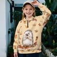 thumbnail image 2 of Uorisanigo Girls Half Zip Sweatshirt Kids Long Sleeve Zipper Sweatshirt Soft and Comfortable Maple Leaf Hedgehog Athletic Pullover Tops for Sports and Daily Wear, Size 5-6, 2 of 7