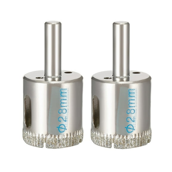 2Pcs 28mm Diamond Particles Coating Tip Hole Saw Drill Bit for Glass
