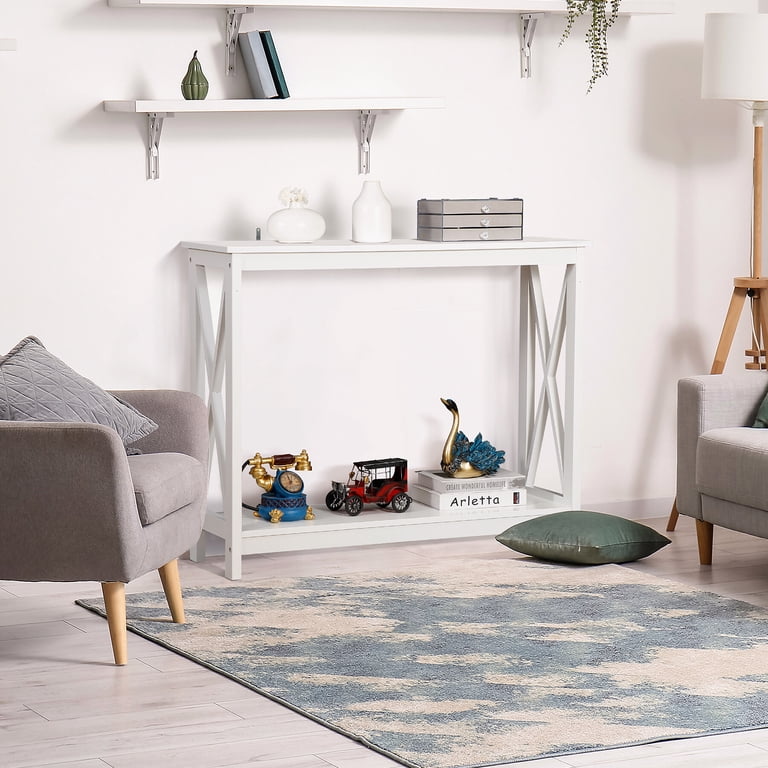 ZENSTYLE X Shape Wood Console Table, Behind Couch Sofa Entrance