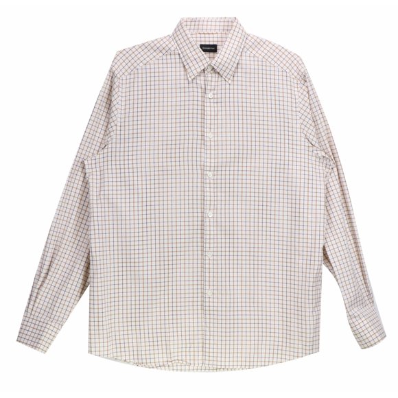 Ermenegildo Zegna Men's Off White / Light Brown Maroon Windowpane Check Dress Shirt - XL