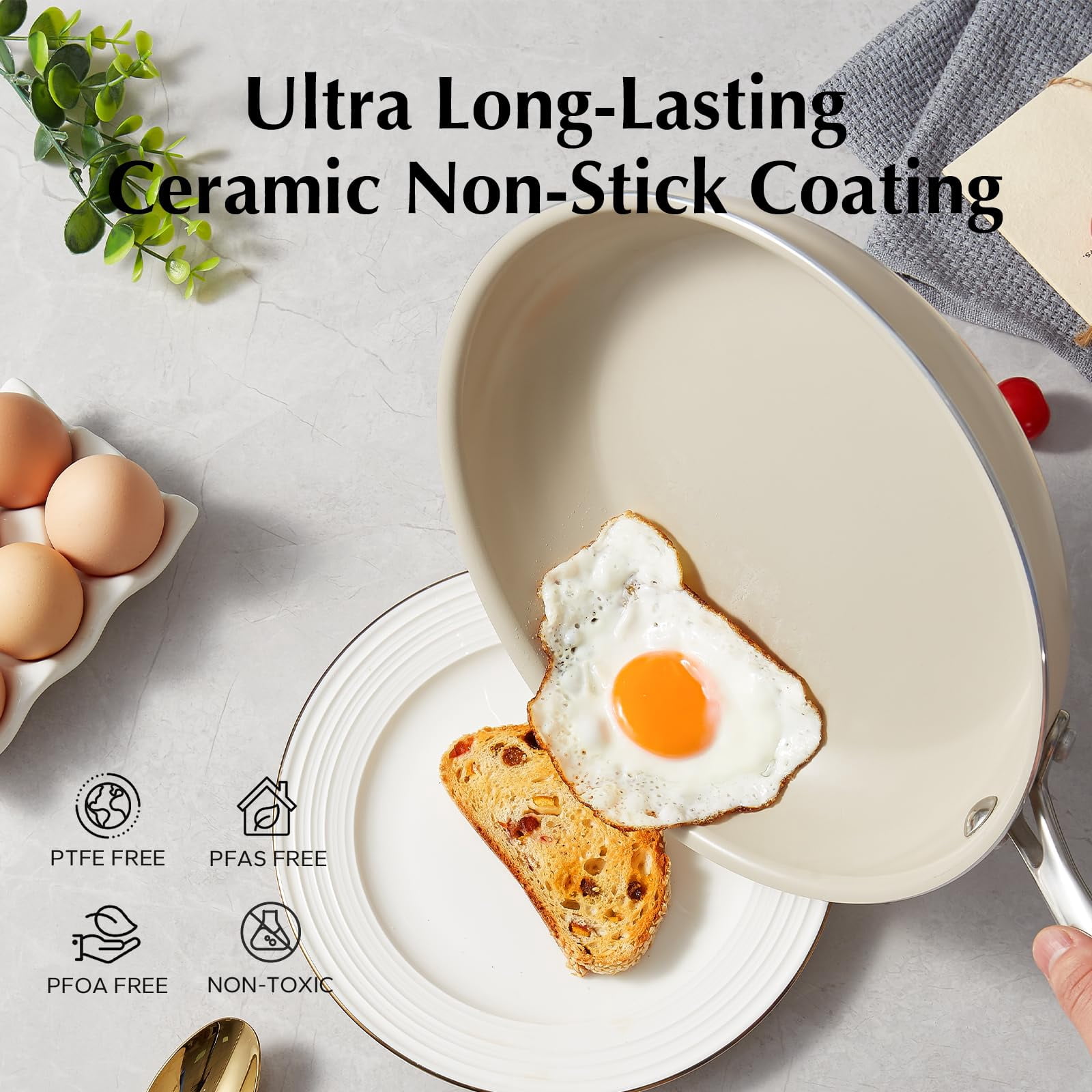 Redchef Nonstick Frying Pans Set Pans for Cooking Ceramic Frying Pan Set  with Stay Cool Handle