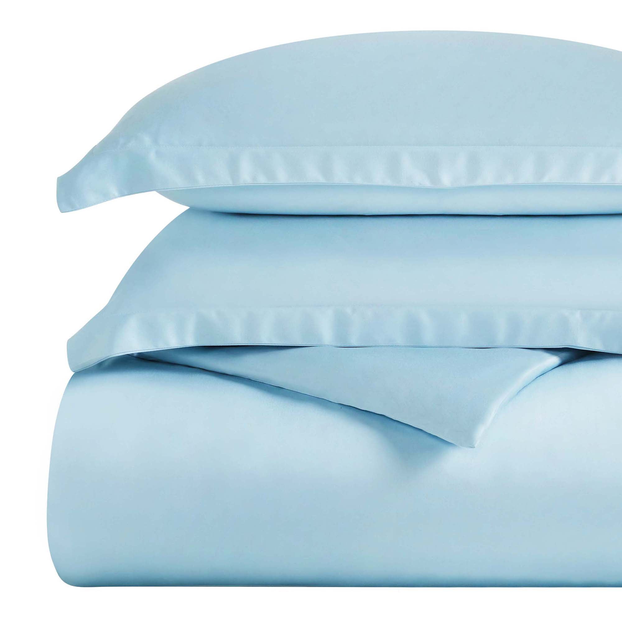 BNM 300 Thread Count Egyptian Cotton Duvet Cover Set, Twin, Light Blue